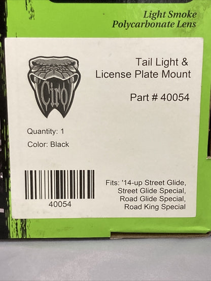 NEW CIRO 40054 TAIL LIGHT & LICENSE PLATE MOUNT BLACK 14-UP STREET GLIDE