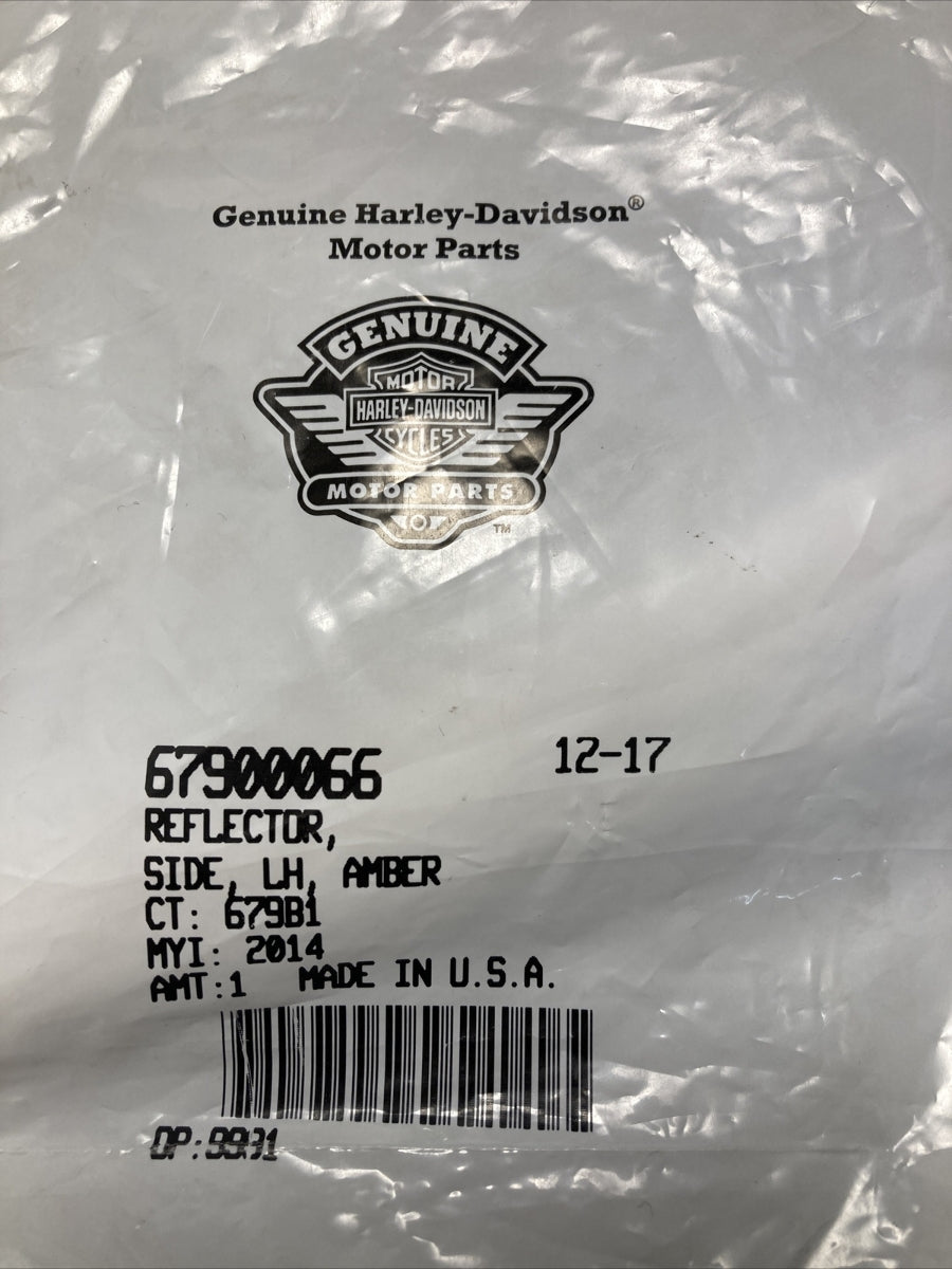 NEW GENUINE HARLEY DAVIDSON 67900066 REFLECTOR SIDE LH AMBER