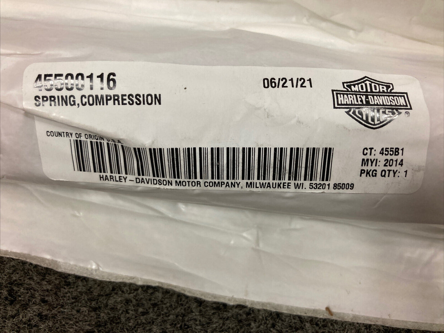 NEW GENUINE HARLEY DAVIDSON 45500116 SPRING,COMPRESSION