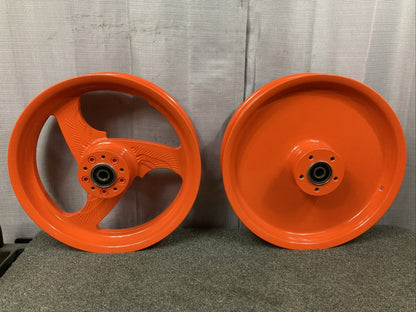HARLEY DAVIDSON 16" BILLET ALUMINUM WHEELS FR 3-SP WINGED, R SOLID FULL DISH