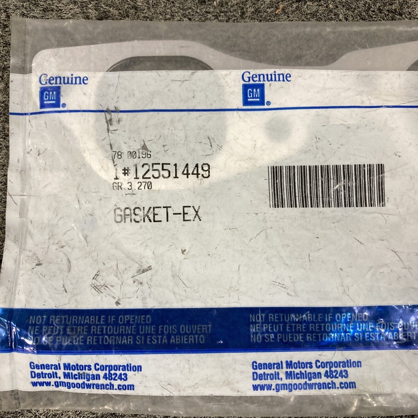 NEW GENUINE GM 12551449 GASKET, EXHAUST MANIFOLD GR 3.270