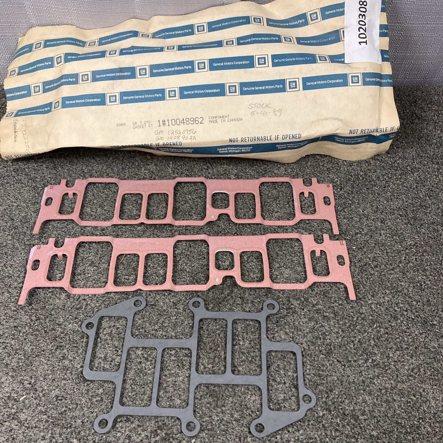 NEW GENUINE GM 10048962 GASKET KIT, INTAKE MANIFOLD GR 3.270