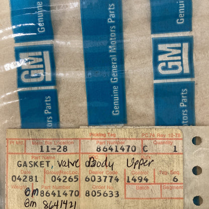 NEW GENUINE GM 8641470 GASKET, LOWER VALVE BODY W/LOCK UP GR 4.265