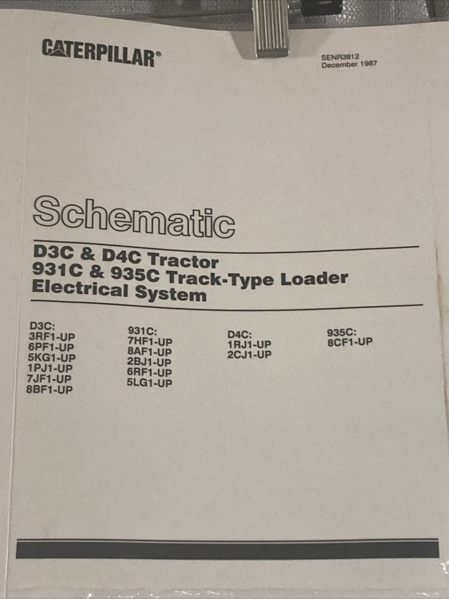 NEW GENUINE CATERPILLAR SENR3812 SCHEMATIC DC3/D4C, 931C/935C ELECTRICAL SYSTEM