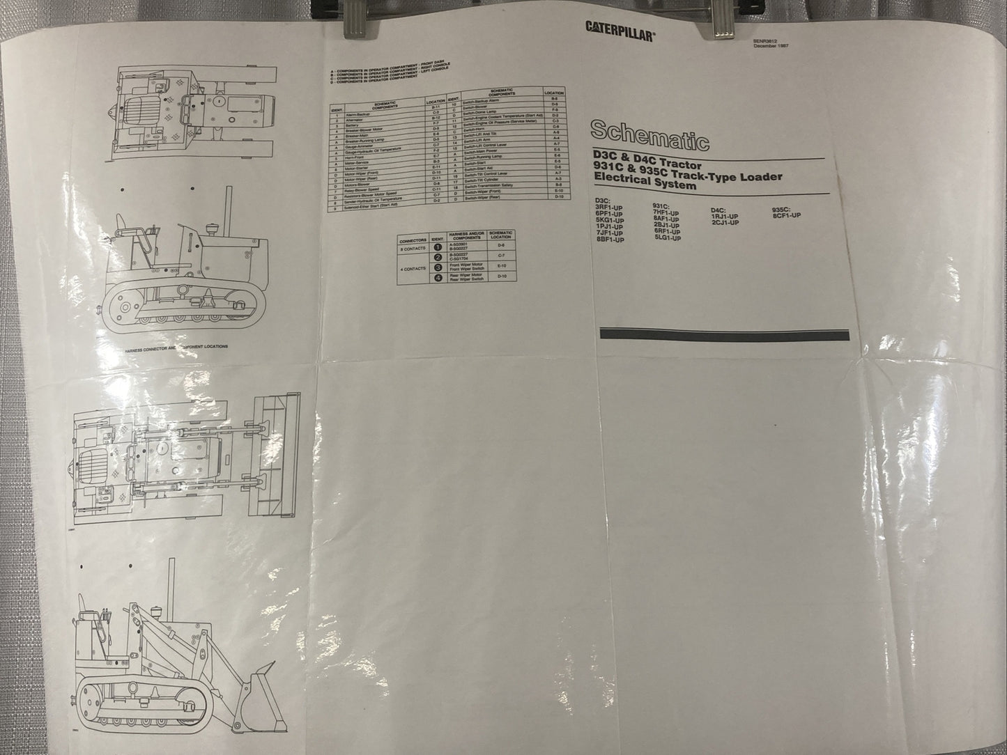 NEW GENUINE CATERPILLAR SENR3812 SCHEMATIC DC3/D4C, 931C/935C ELECTRICAL SYSTEM