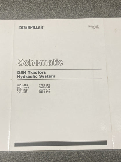 NEW GENUINE CATERPILLAR SENR3260-01 SCHEMATIC D5H TRACTORS HYDRAULIC SYSTEM