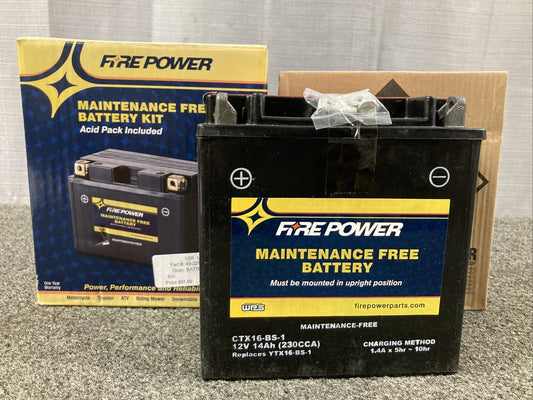 NEW FIRE POWER CTX16-BS-1 POWER SPORTS BATTERY 6"x3 7⁄16"x6 3⁄8" 12V 230CCA