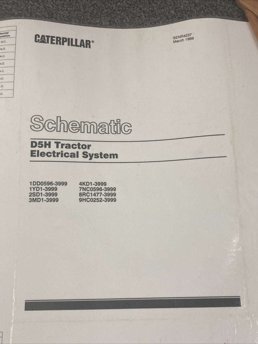 NEW GENUINE CATERPILLAR SENR4237 SCHEMATIC D5H TRACTOR ELECTRICAL SYSTEM