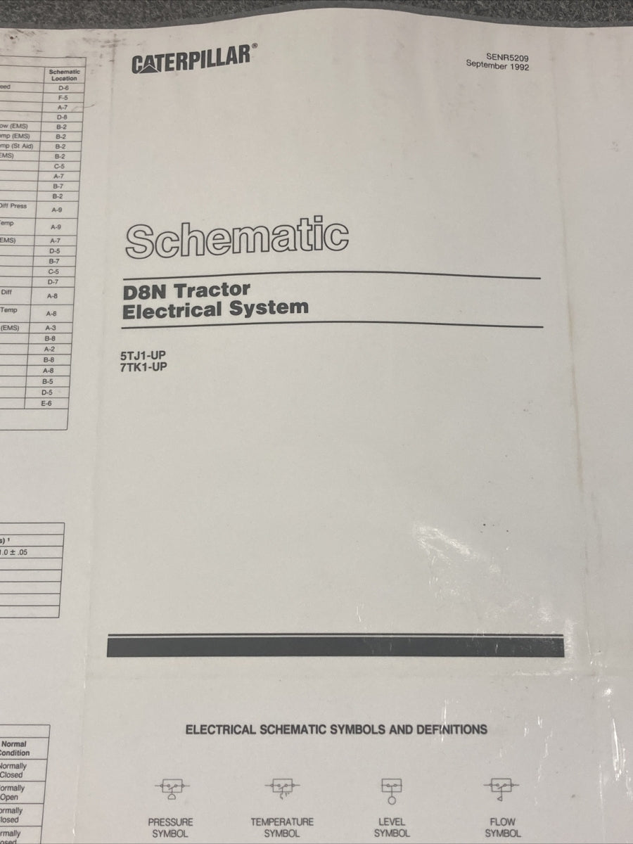 NEW GENUINE CATERPILLAR SENR5209 SCHEMATIC D8N TRACTOR ELECTRICAL SYSTEM