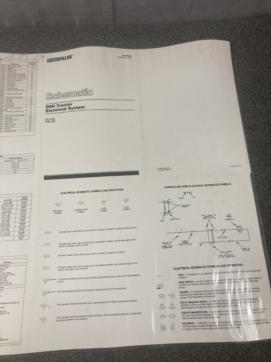 NEW GENUINE CATERPILLAR SENR5209 SCHEMATIC D8N TRACTOR ELECTRICAL SYSTEM