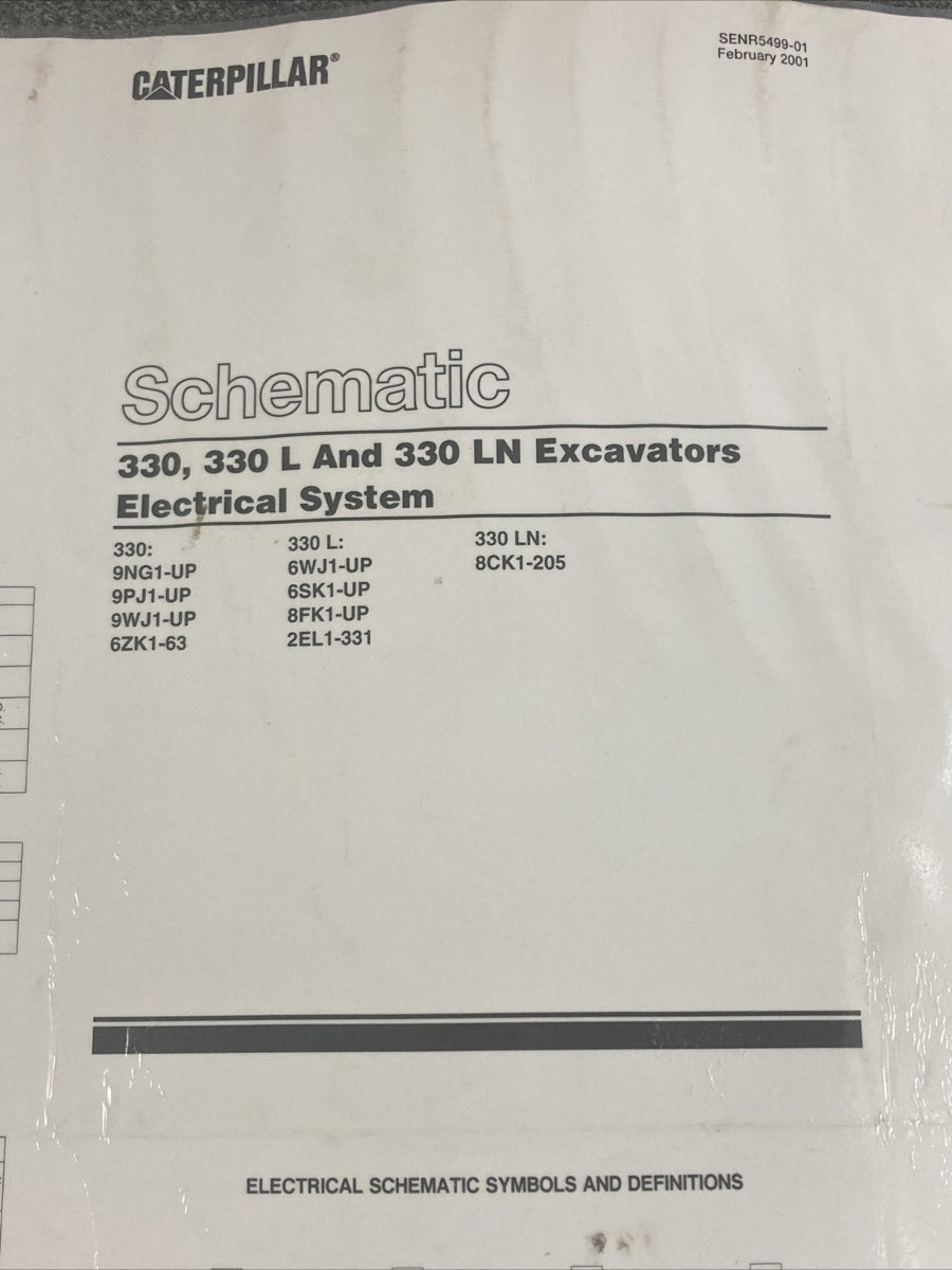 NEW CATERPILLAR SENR5499-01 SCHEMATIC 330/330L/330LN EXCAVATORS ELECTRIC SYSTEM