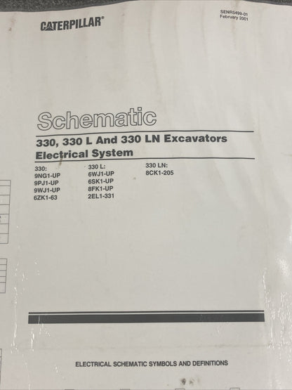 NEW CATERPILLAR SENR5499-01 SCHEMATIC 330/330L/330LN EXCAVATORS ELECTRIC SYSTEM