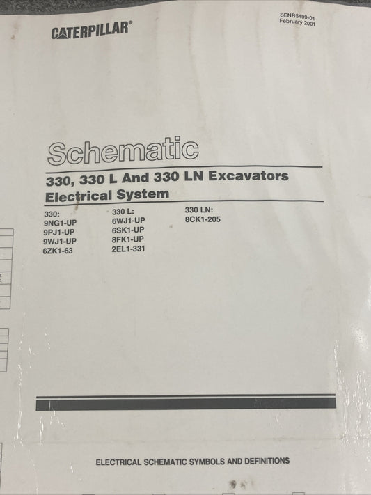 NEW CATERPILLAR SENR5499-01 SCHEMATIC 330/330L/330LN EXCAVATORS ELECTRIC SYSTEM