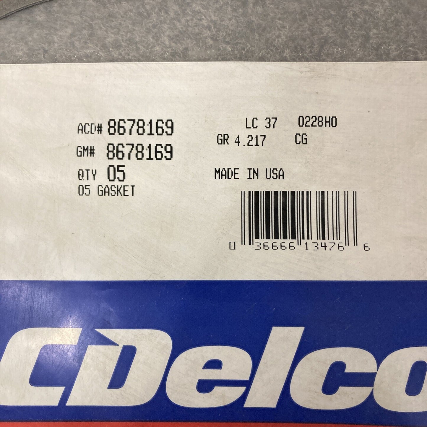 NEW GENUINE ACDELCO/GM 8678169 GASKET, CONTROL VALVE BODY COVER 1982-01 GR 4.217