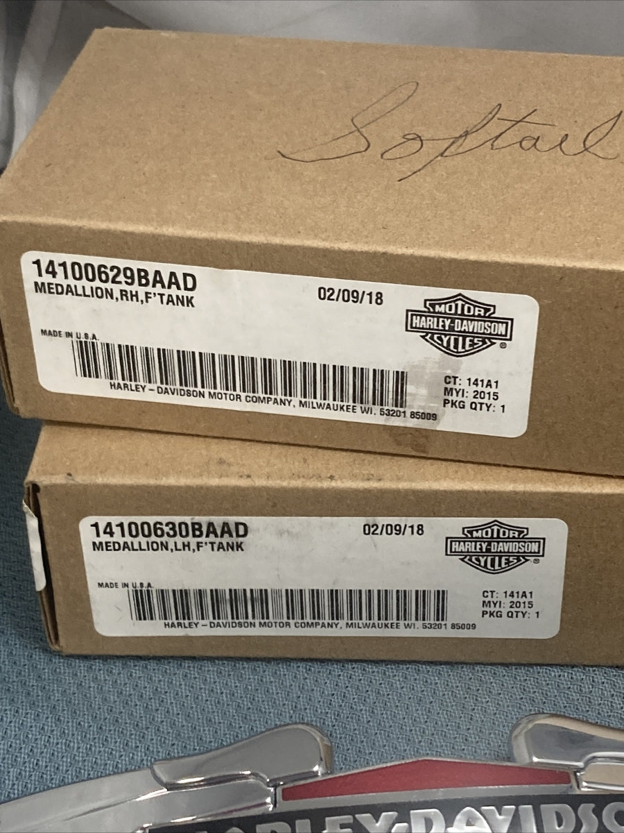 NEW GENUINE HARLEY DAVIDSON 14100630BAAD/14100629BAAD MEDALLION LH/RH