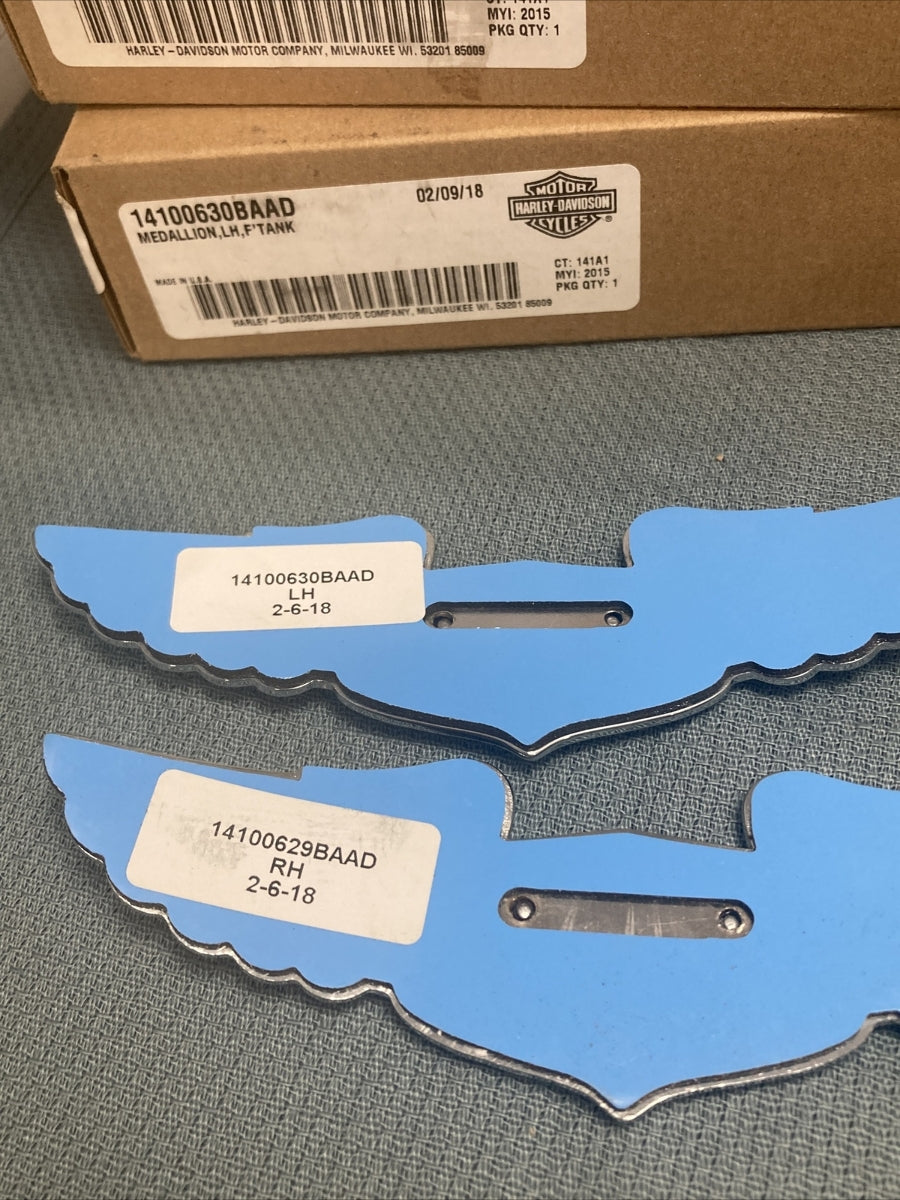 NEW GENUINE HARLEY DAVIDSON 14100630BAAD/14100629BAAD MEDALLION LH/RH