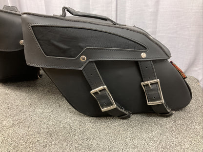 HOT LEATHERS BLACK MEDIUM ZIP-OFF PVC SLANTED THROW OVER MOTORCYCLE SADDLEBAGS
