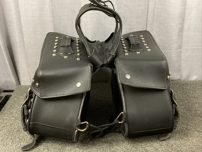 Milwaukee Leather SH553ZB Black Large Zip-Off PVC Studded Throw Over Saddlebags