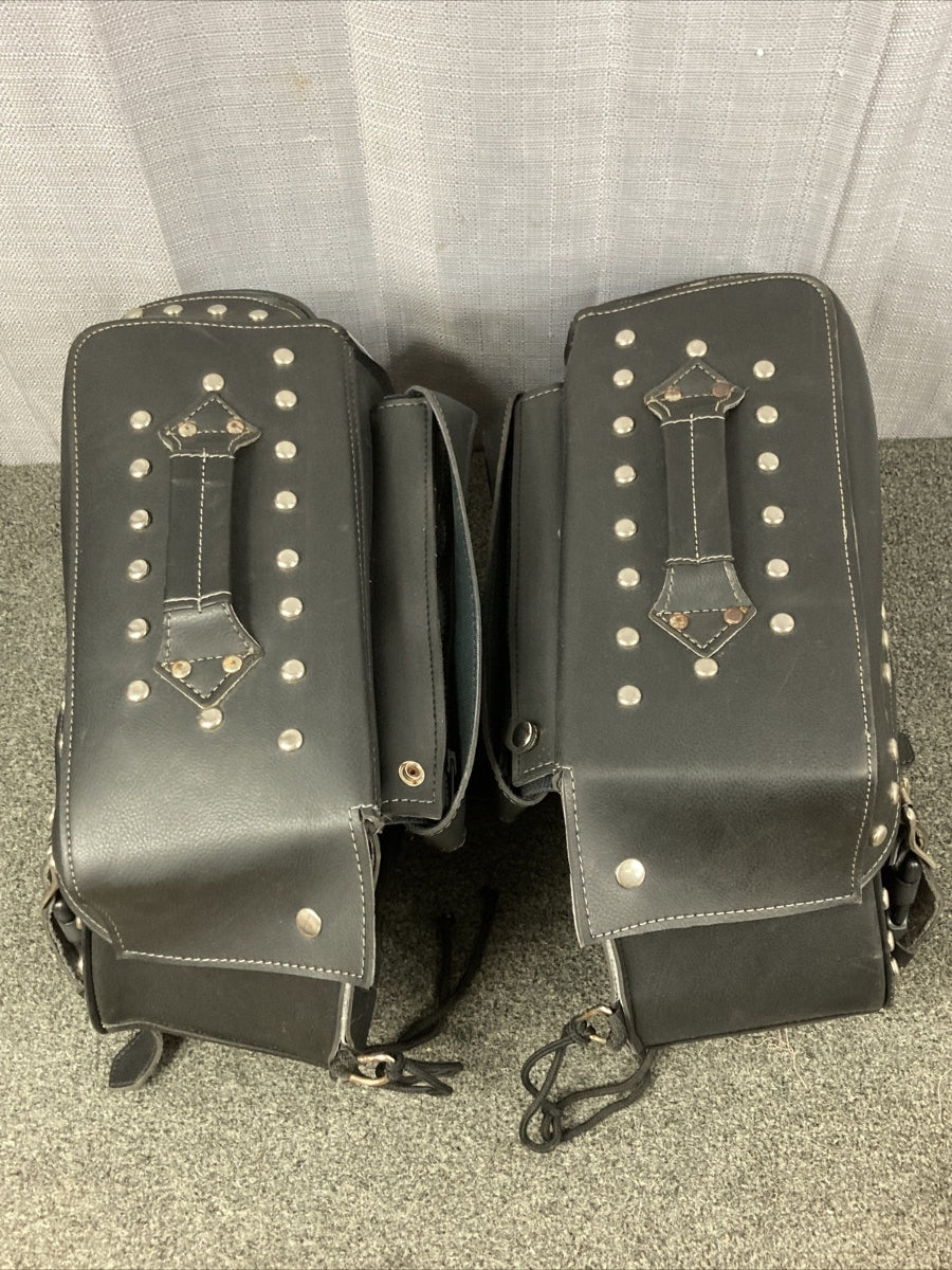 Milwaukee Leather SH553ZB Black Large Zip-Off PVC Studded Throw Over Saddlebags