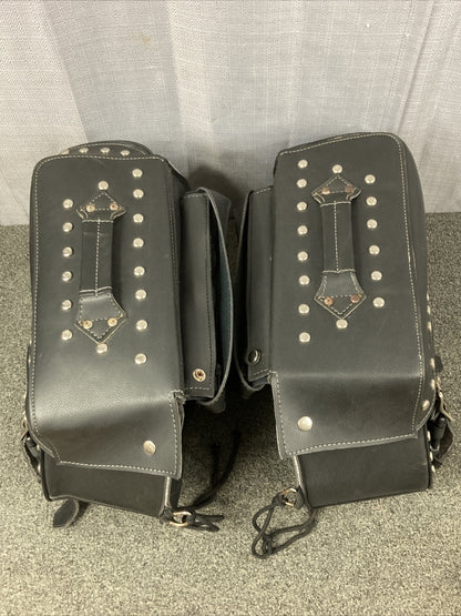 Milwaukee Leather SH553ZB Black Large Zip-Off PVC Studded Throw Over Saddlebags