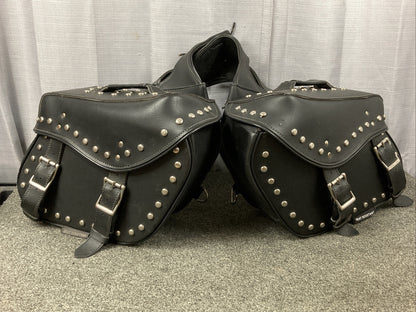 Milwaukee Leather SH553ZB Black Large Zip-Off PVC Studded Throw Over Saddlebags