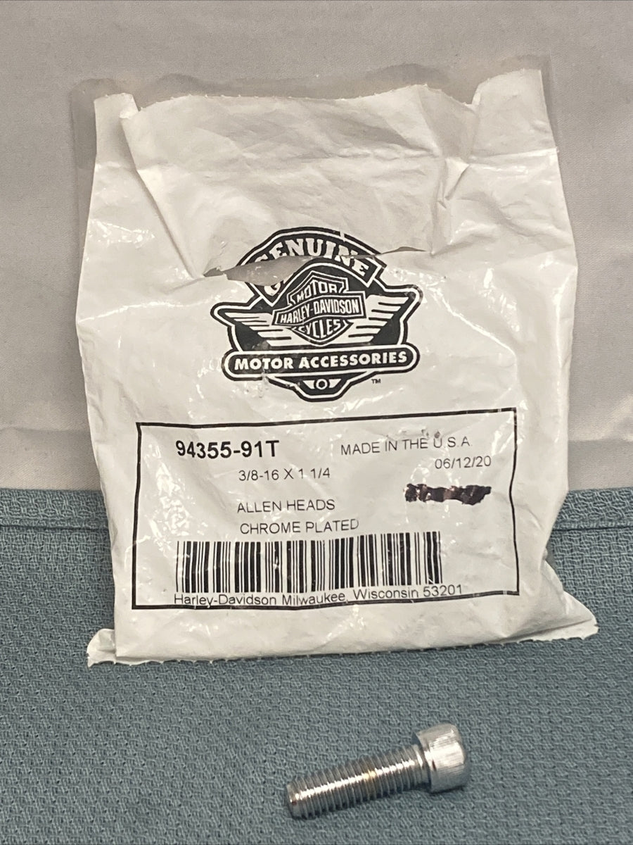 NEW GENUINE HARLEY DAVIDSON 94355-91T ALLEN HEADS CHROME PLATED 3/8-16 X 1 1/4