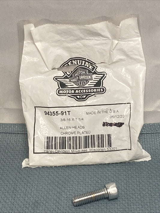 NEW GENUINE HARLEY DAVIDSON 94355-91T ALLEN HEADS CHROME PLATED 3/8-16 X 1 1/4