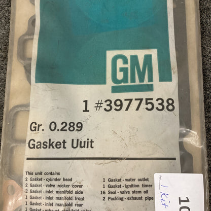 NEW GENUINE GM 03977538 GASKET SET, ENGINE CYLINDER HEAD GR 0.289