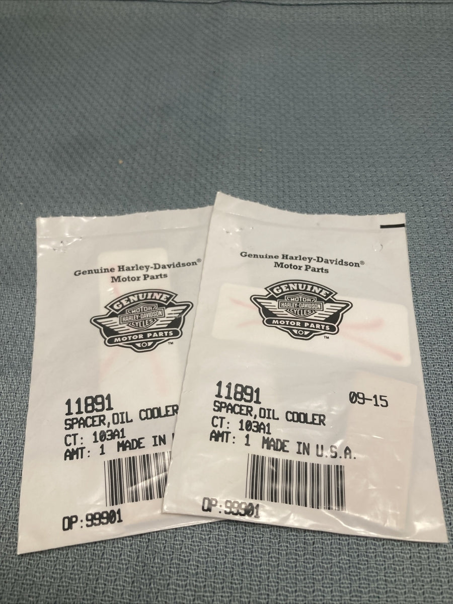 QTY 2 NEW GENUINE HARLEY DAVIDSON 11891 SPACER, OIL COOLER