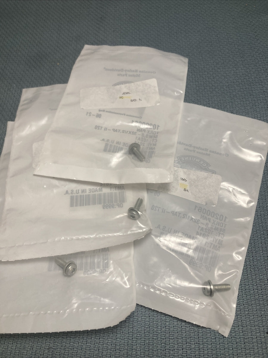 QTY 4 NEW GENUINE HARLEY DAVIDSON 10200061 TORX PAN SEMS, 8-32X1/2, TAP-II T20