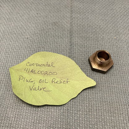NEW CONTINENTAL 41AL00200 PLUG, OIL RELIEF VALVE
