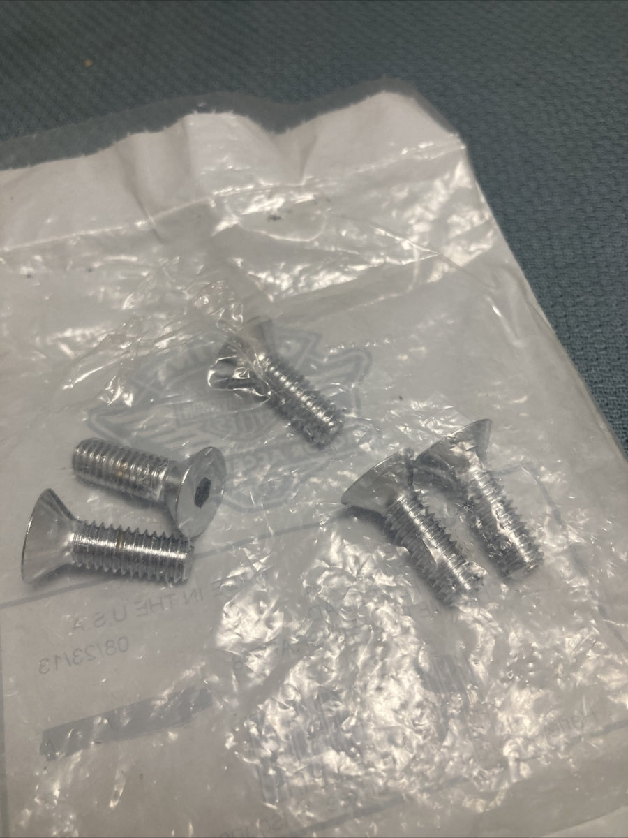 QTY 5 NEW GENUINE HARLEY DAVIDSON 3670 FLAT HEAD CHRM PLTD GRD 8 5/16-18 X 1