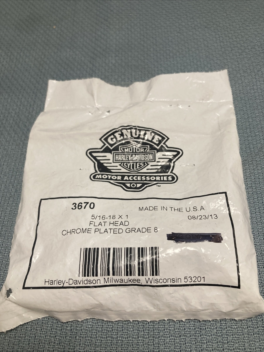 QTY 5 NEW GENUINE HARLEY DAVIDSON 3670 FLAT HEAD CHRM PLTD GRD 8 5/16-18 X 1