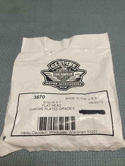 QTY 5 NEW GENUINE HARLEY DAVIDSON 3670 FLAT HEAD CHRM PLTD GRD 8 5/16-18 X 1
