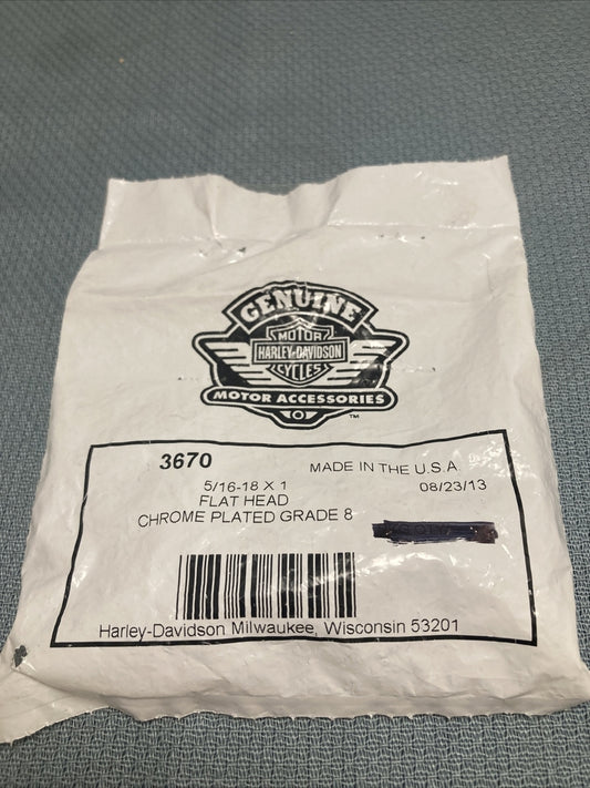 QTY 5 NEW GENUINE HARLEY DAVIDSON 3670 FLAT HEAD CHRM PLTD GRD 8 5/16-18 X 1