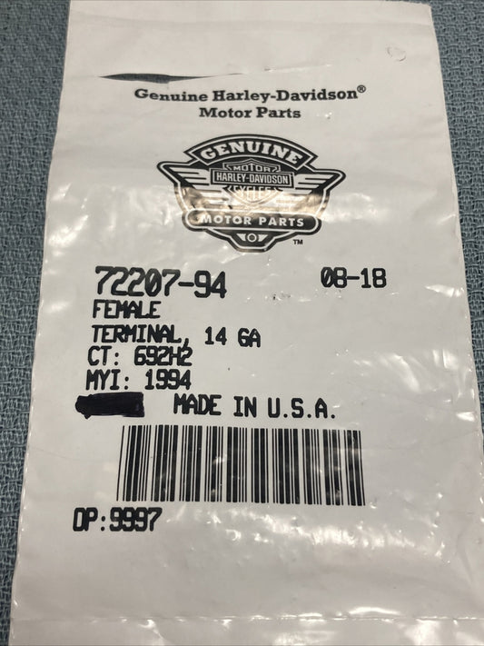 QTY 2 NEW GENUINE HARLEY DAVIDSON 72207-94 FEMALE TERMINAL, 14 GA