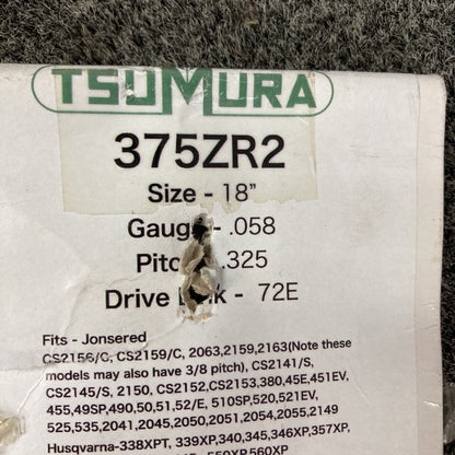 NEW TSUMURA 375ZR2 18" GUIDE BAR .325"-.058-72DL