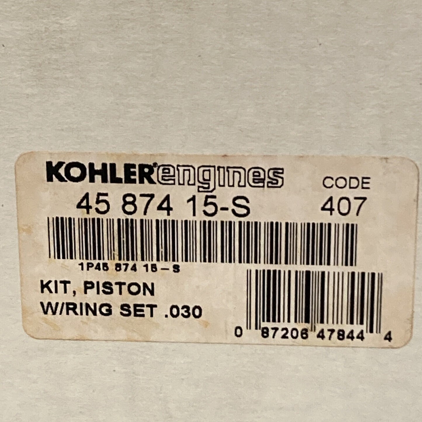 NEW GENUINE KOHLER 45 874 15-S KIT, PISTON W/RING SET .030