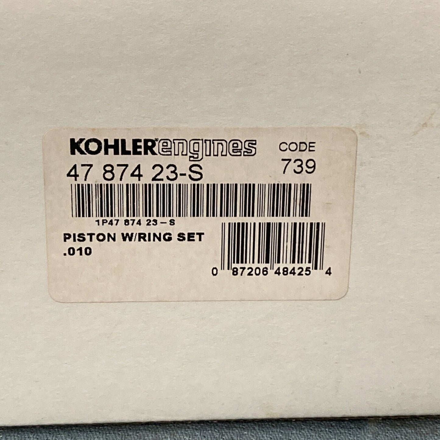NEW GENUINE KOHLER 47 874 23-S KIT, PISTON W/RING SET .010