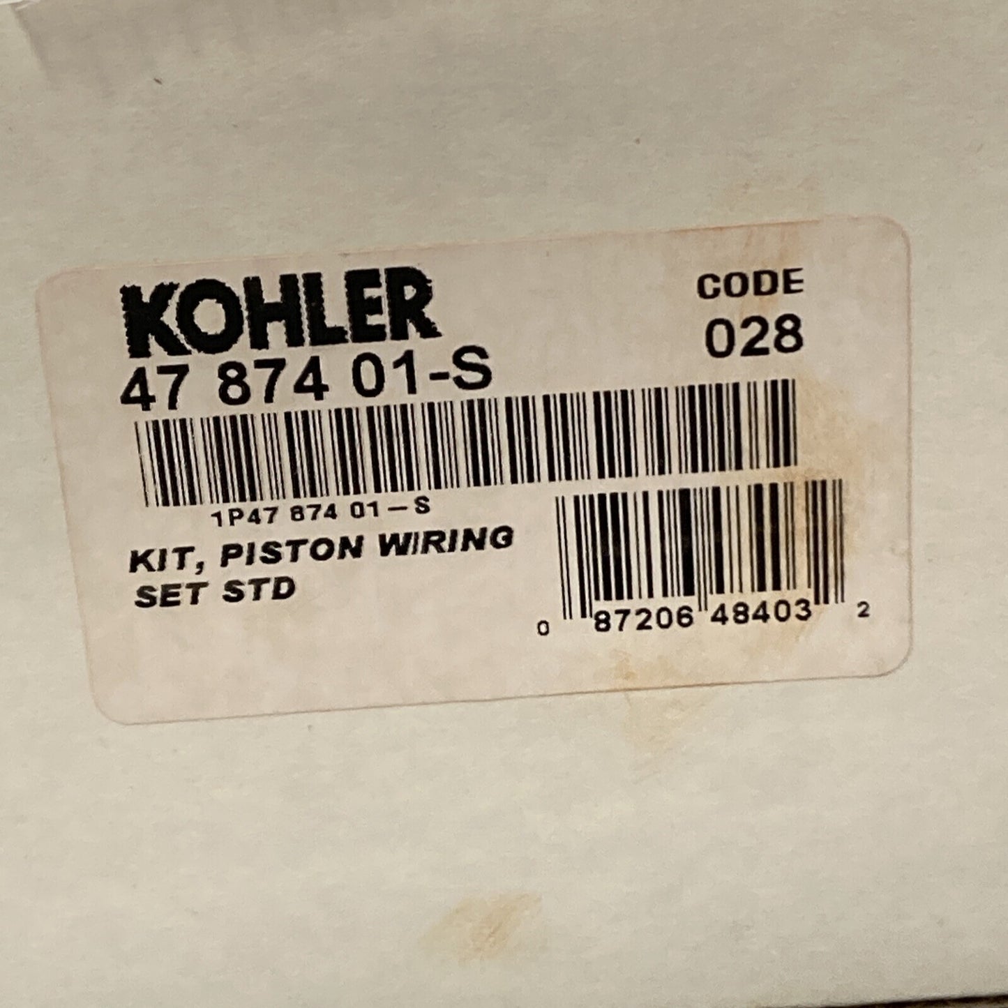 NEW GENUINE KOHLER 47 874 01-S KIT, PISTON W/RING SET