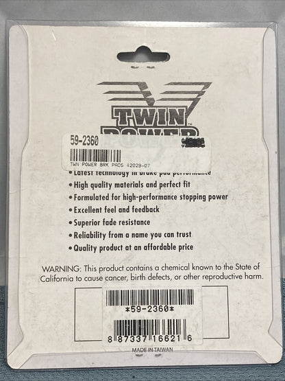 NEW TWIN POWER 59-2360 PERFORMANCE BRAKE PADS