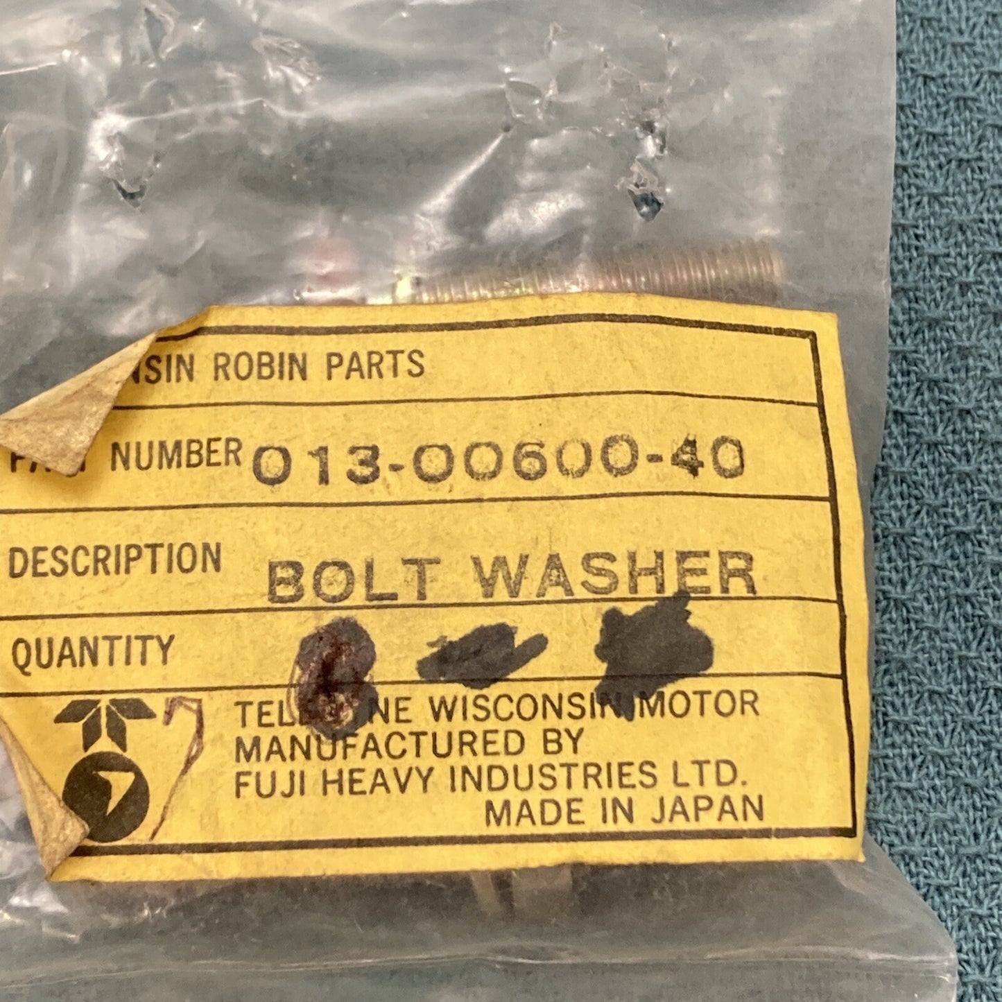 QTY 7 NEW GENUINE WISCONSIN ROBIN 013-00600-40 BOLT & WASHER ASSEMBLY