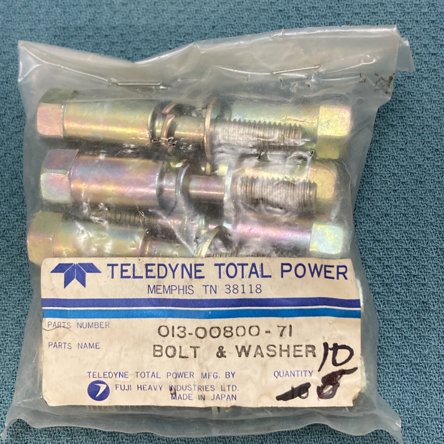 QTY 10 NEW GENUINE TELEDYNE TOTAL POWER 013-00800-71 BOLT & WASHER ASSEMBLY