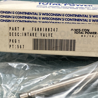 NEW GENUINE WIS-CON TOTAL POWER F600100347 INTAKE VALVE