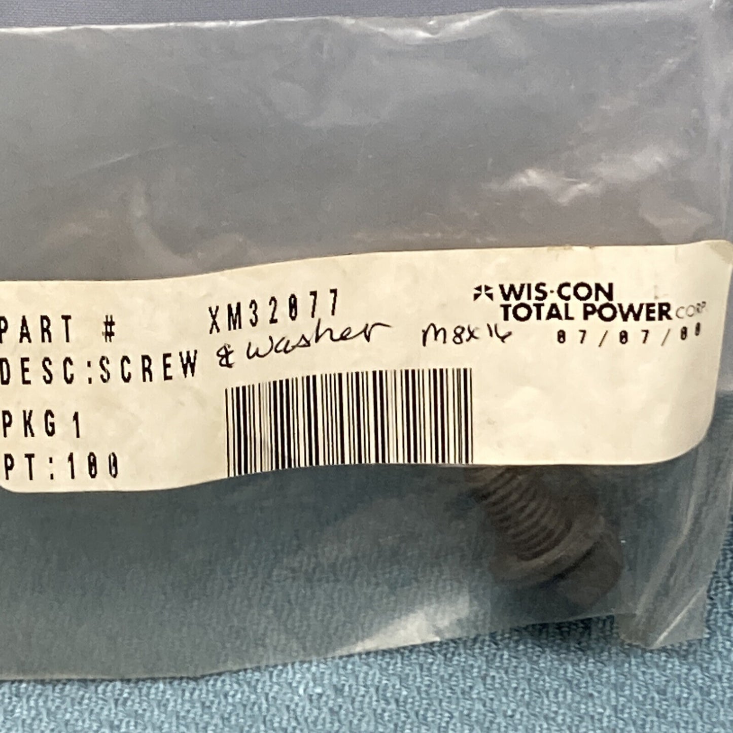 NEW GENUINE WIS-CON TOTAL POWER XM32077 SCREW & WASHER M8X16