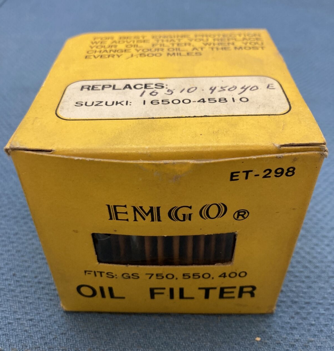 NEW EMGO ET-298 Filter, Engine Oil REPLACES SUZUKI 16500-45810 16510-45040