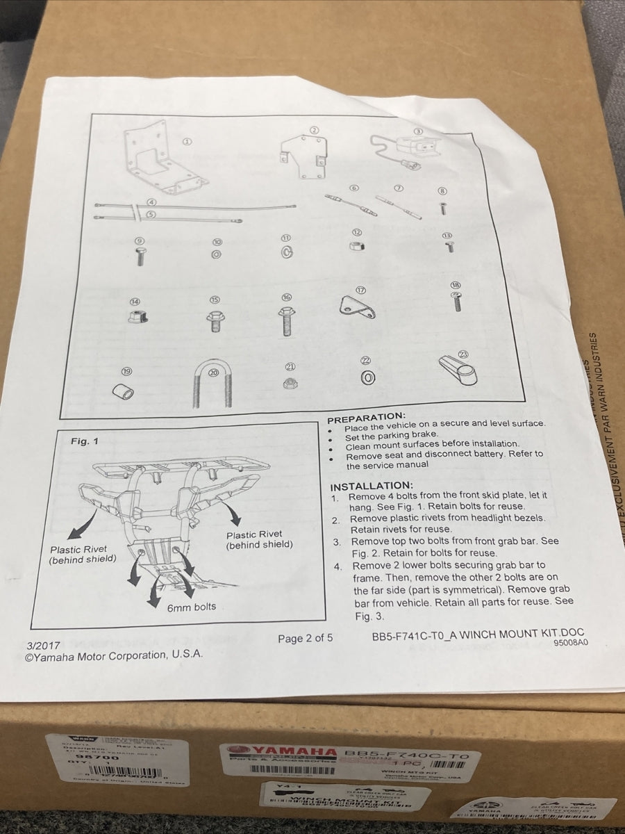 NEW GENUINE YAMAHA BB5-F740C-T0 WINCH MOUNT KIT