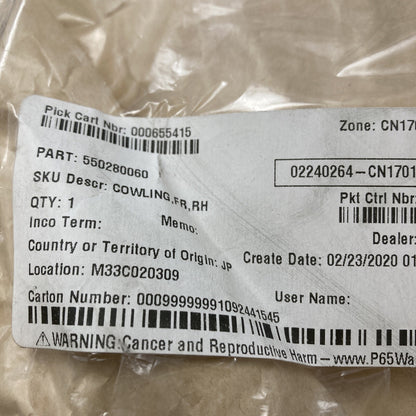 NEW GENUINE KAWASAKI 55028-0060 COWLING, FRONT, RH