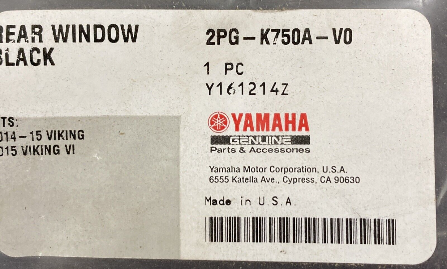 NEW GENUINE YAMAHA 2PG-K750A-V0 REAR WINDOW, *BLACK