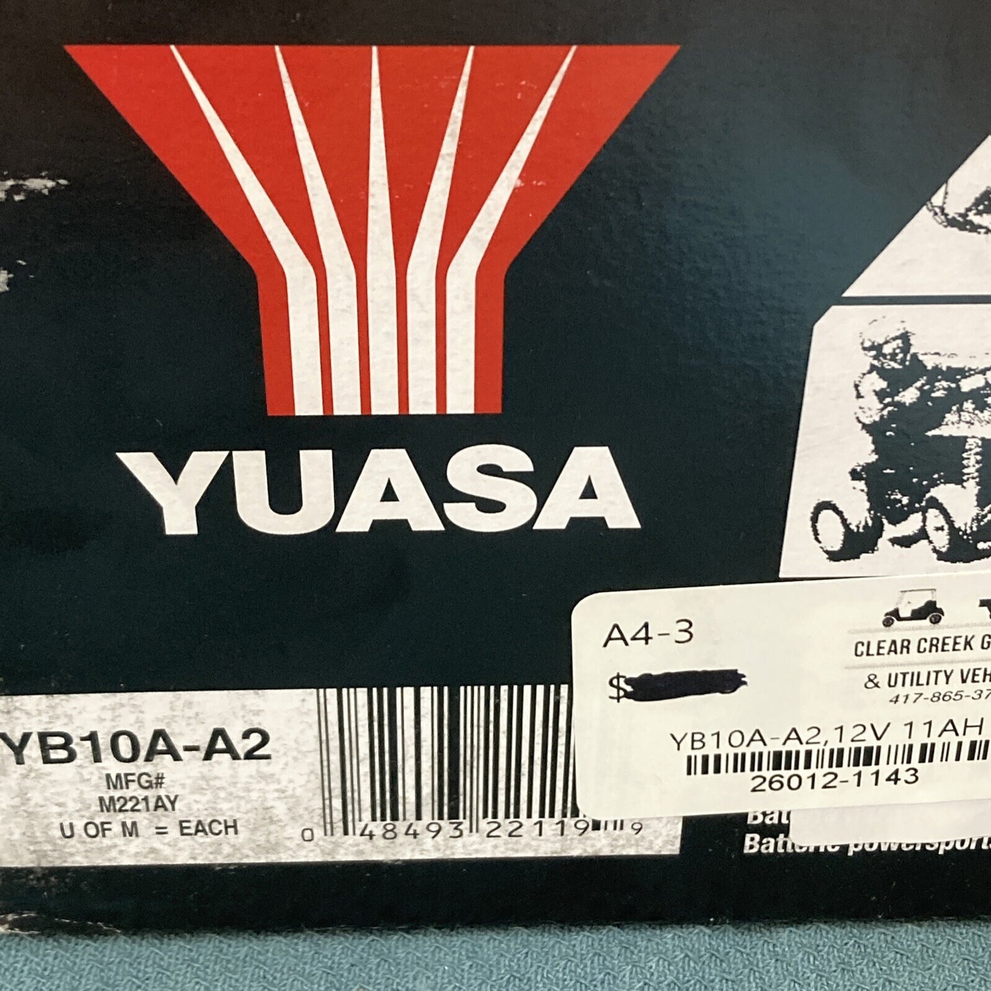 NEW GENIUNE YUASA YB10A-A2 HIGH PERFORMANCE CONVENTIONAL BATTERY W/O ACID